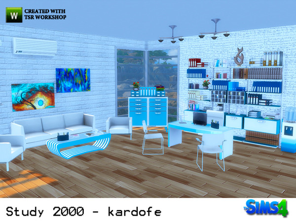 Sims 4 — kardofe_Study 2000 by kardofe — Full office with working area and seating area or receive a large shelves and