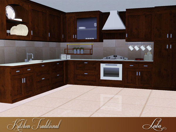 Sims 3 — Kitchen Traditional by Lulu265 — A traditional style kitchen in wood with laminated counter tops , includes