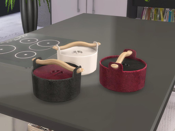 Sims 4 — Black White Dining - Cookware by ung999 — Black White Dining - Cookware Color Options : 3 Located at : Decor /