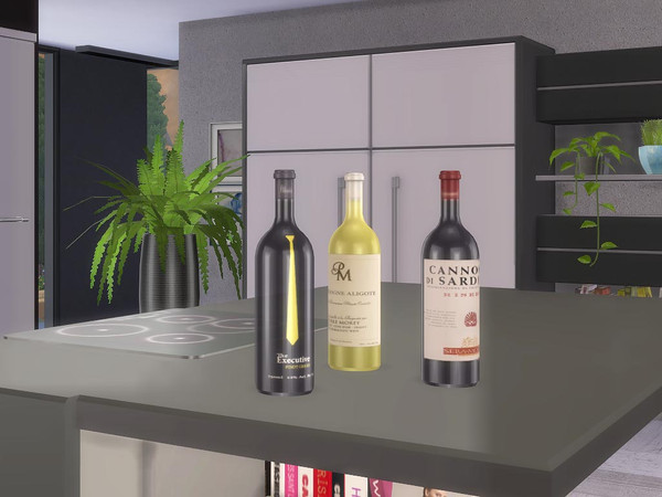 Sims 4 — Black White Dining - Wine Bottle by ung999 — Black White Dining - Wine Bottle Color Options : 3 Loated at :