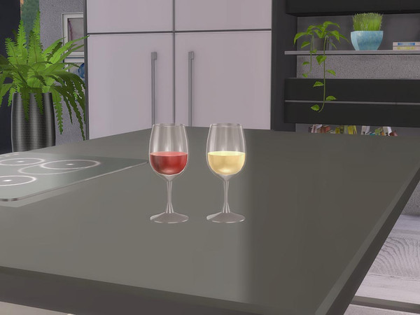 Sims 4 — Black White Dining - Wine Glass by ung999 — Black White Dining - Wine Glass Color Options : 2 Located at : Decor