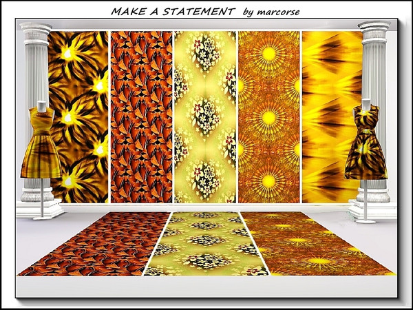 Sims 3 — Make a Statement_marcorse. by marcorse — Five bold patterns in shades of red and yellow. Heart of Flowers and