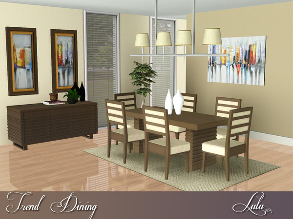 Sims 3 — Trend Dining by Lulu265 — An elegant, uncluttered , modern dining set , with an unusual styled table and