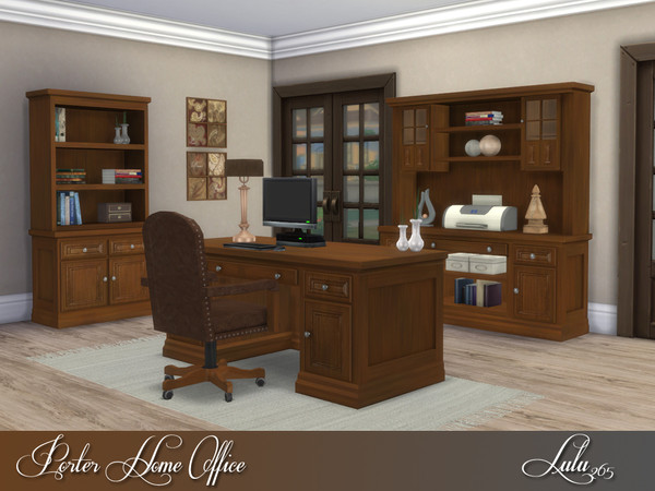 Sims 4 — Porter Home Office  by Lulu265 — An office in a classic wood style,in two colour variations. |This will make an