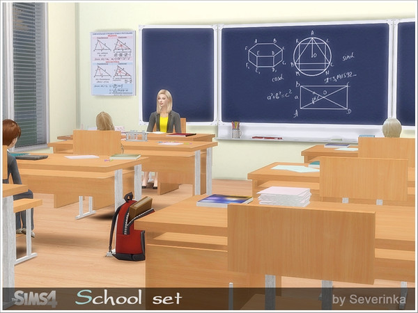 Sims 4 — School set by Severinka_ — A set of furniture and decor for decoration classroom. 07-sept-2024 - fixed desk