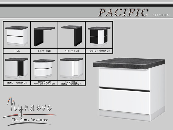 Sims 4 — Pacific Heights Counter Island by NynaeveDesign — Pacific Heights Kitchen - Counter Island Located in: Surfaces