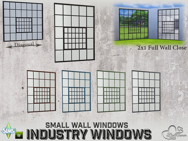 Sims 4 — Industry Windows 2x1 Full Close by BuffSumm — Part of the *Build Industry Set* Created by BuffSumm @ TSR