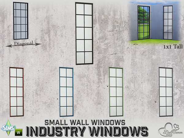 Sims 4 — Industry Windows Small Wall 1x1 Tall by BuffSumm — Part of the *Build Industry Set* Created by BuffSumm @ TSR
