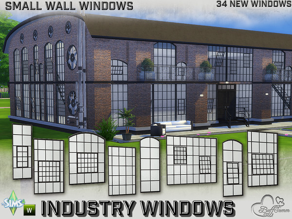 Sims 4 — Industry Windows for Small Wall Size by BuffSumm — Your Sim want to live in an authentic factory building? Now