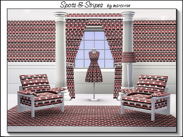 Sims 3 — Spots & Stripes_marcorse by marcorse — Fabric pattern: spot and stripe pattern in red, white and black
