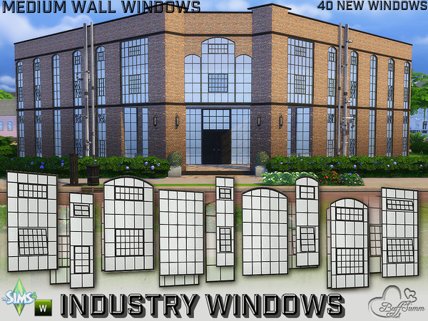 Sims 4 — Industry Windows for Medium Wall Size by BuffSumm — Your Sim want to live in an authentic factory building? Now