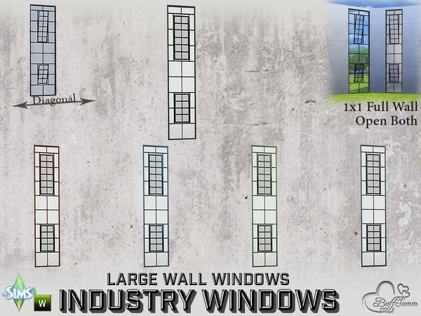 Sims 4 — Industry Windows Large Wall 1x1 Full Open Both by BuffSumm — Part of the *Build Industry Set* Created by