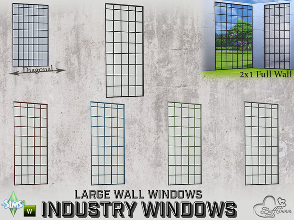 Sims 4 — Industry Windows Large Wall 2x1 Full by BuffSumm — Part of the *Build Industry Set* Created by BuffSumm @ TSR