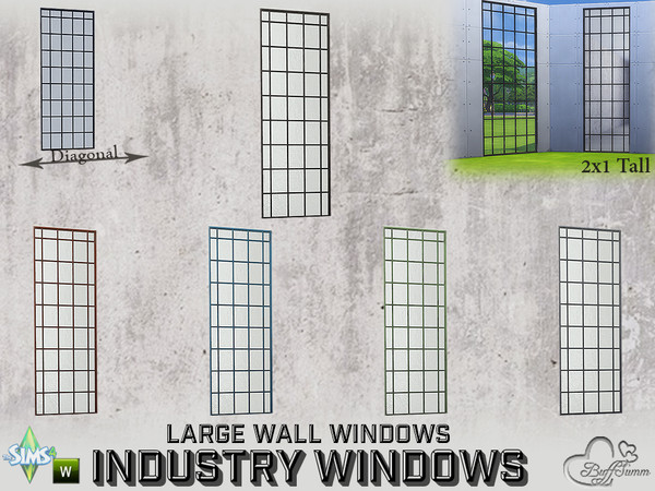 Sims 4 — Industry Windows Large Wall 2x1 Tall by BuffSumm — Part of the *Build Industry Set* Created by BuffSumm @ TSR