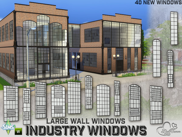 Sims 4 — Industry Windows for Large Wall Size by BuffSumm — Your Sim want to live in an authentic factory building? Now