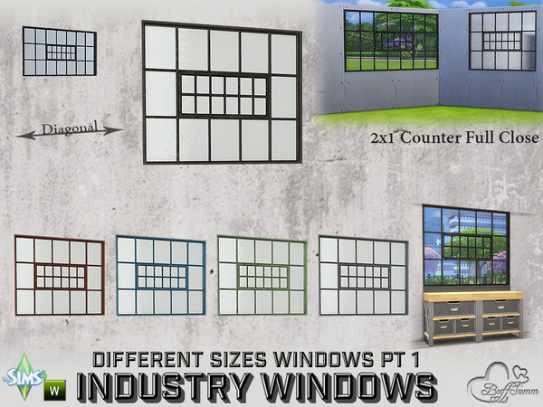 Sims 4 — Industry Windows 2x1 Counter Close by BuffSumm — Part of the *Build Industry Set* Created by BuffSumm @ TSR
