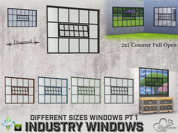 Sims 4 — Industry Windows 2x1 Counter Open by BuffSumm — Part of the *Build Industry Set* Created by BuffSumm @ TSR