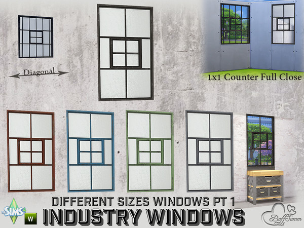 Sims 4 — Industry Windows 1x1 Counter Close by BuffSumm — Part of the *Build Industry Set* Created by BuffSumm @ TSR