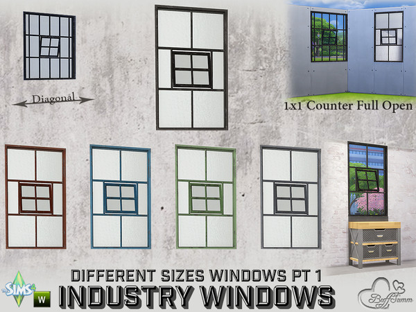 Sims 4 — Industry Windows 1x1 Counter Open by BuffSumm — Part of the *Build Industry Set* Created by BuffSumm @ TSR