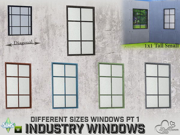 Sims 4 — Industry Windows 1x1 Tall Small by BuffSumm — Part of the *Build Industry Set* Created by BuffSumm @ TSR