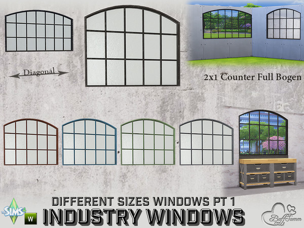 Sims 4 — Industry Windows 2x1 Curved Bogen by BuffSumm — Part of the *Build Industry Set* Created by BuffSumm @ TSR