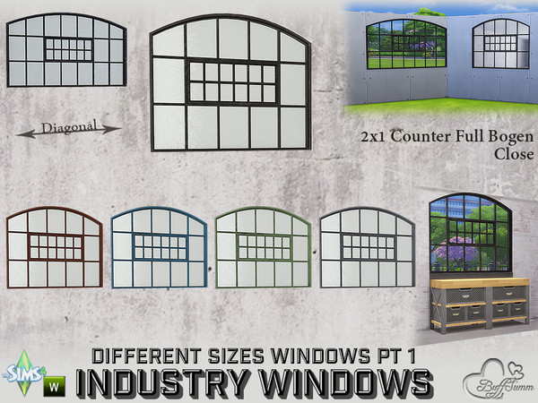 Sims 4 — Industry Windows 2x1 Counter Curved Close by BuffSumm — Part of the *Build Industry Set* Created by BuffSumm @