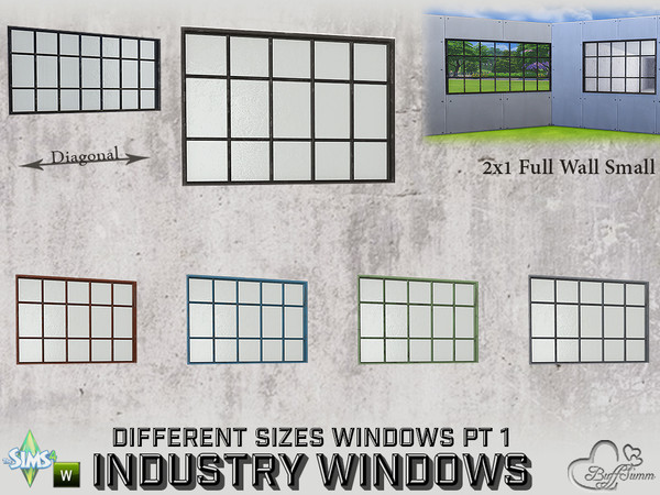 Sims 4 — Industry Windows 2x1 Full Small by BuffSumm — Part of the *Build Industry Set* Created by BuffSumm @ TSR