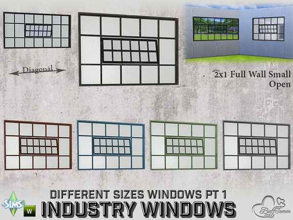 Sims 4 — Industry Windows 2x1 Full Small Open by BuffSumm — Part of the *Build Industry Set* Created by BuffSumm @ TSR