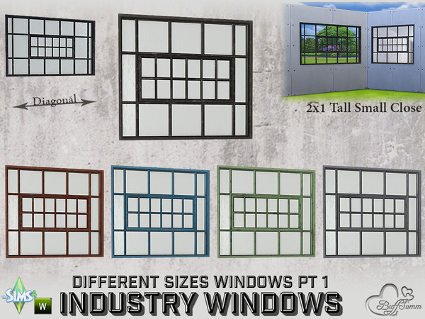 Sims 4 — Industry Windows 2x1 Tall Small Close by BuffSumm — Part of the *Build Industry Set* Created by BuffSumm @ TSR