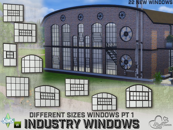 Sims 4 — Industry Windows for All Wall Sizes Pt. 1 by BuffSumm — Your Sim want to live in an authentic factory building?