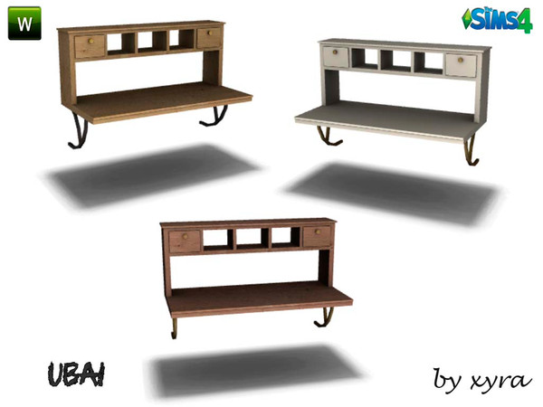 Sims 4 — xyra Ubai desk by xyra332 — desk, new mesh is in 3 different colors, belongs to the set Ubai