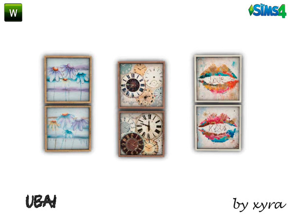 Sims 4 — xyra Ubai paintings by xyra332 — paintings, new mesh is in 3 different colors, belongs to the set Ubai
