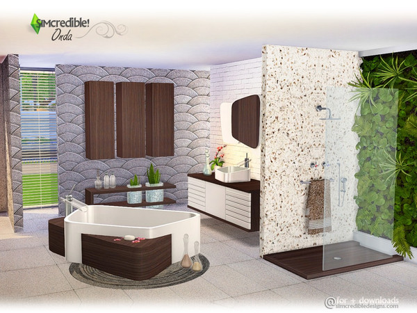 Sims 4 — Onda by SIMcredible! — Sinuous and modern lines are the Onda's set imprint. This bathroom pieces have mostly 4