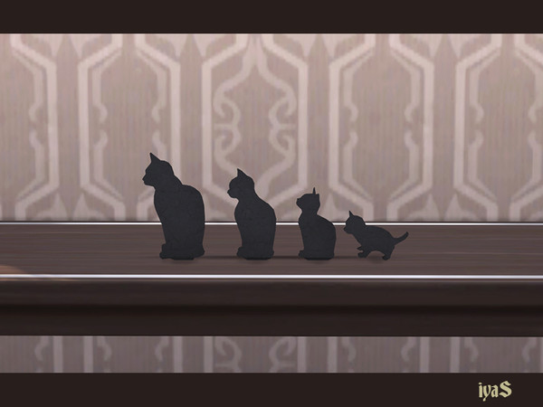 Sims 4 — Wings Cats Silhouette by soloriya — Silhouette of four black cats. 1 color variation. Part of Wings set.