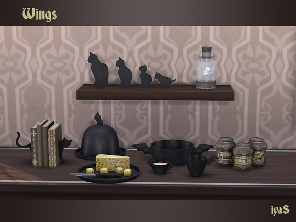 Sims 4 — Wings by soloriya — Mini set for your halloween party or gothic kitchen. Has 1 color variation. Each object can