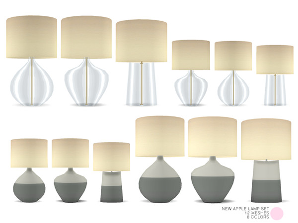 Sims 4 — New Apple Lamp Set by DOT — New Apple Lamp Set. 12 Modern and Contemporary Glass and Metal Lights in 8 colors,