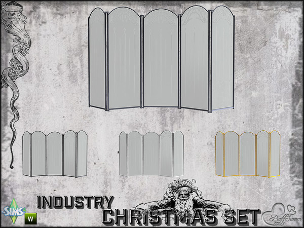 Sims 4 — X-Mas Industry Fireplace Screen by BuffSumm — Part of the *Industry Series*