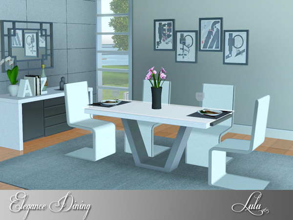 Sims 3 — Elegance Dining by Lulu265 — Elegance Dining is modern and uncluttered in chrome and glass , a wood option has