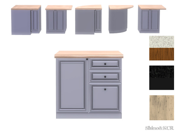 Sims 4 — Kitchen Julia - Counter Island by ShinoKCR — Elegant Kitchen Furniture inspired by Clive Christian - also in a