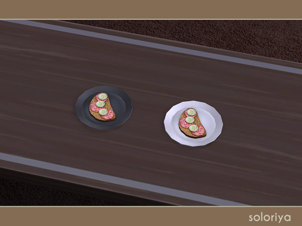 Sims 4 — Snack Time Sandwich with Cucumber and Sausage by soloriya — Sandwich with cucumber and sausage on a plate. Part