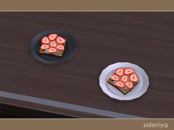 Sims 4 — Snack Time Sandwich with Strawberry by soloriya — Sandwich with strawberry on a plate. Part of Snack Time. 2