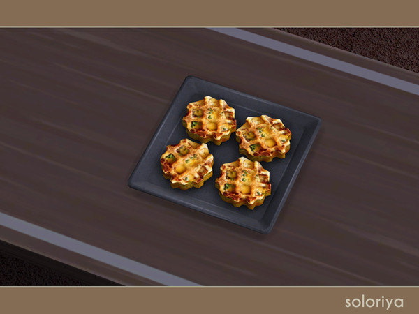 Sims 4 — Snack Time Waffles by soloriya — Fours waffles on a tray. Part of Snack Time. 1 color variation. Category