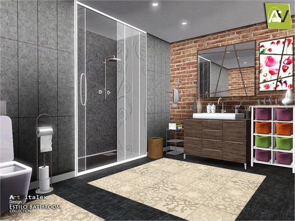 Sims 3 — Estilo Bathroom by ArtVitalex — - Estilo Bathroom - ArtVitalex@TSR, Jan 2017 - All objects are recolorable -