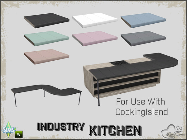 Sims 4 — Kitchen Industry Island Counter by BuffSumm — This is a special Island Counter for use with the Cooking Island
