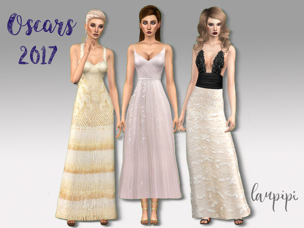 Sims 4 — Oscars 2017 by laupipi2 — Three different dresses of the Oscars 2017. 