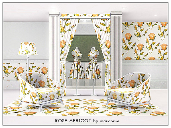 Sims 3 — RoseApricot_marcorse by marcorse — Fabric pattern - single rose bud is soft apricot pink.
