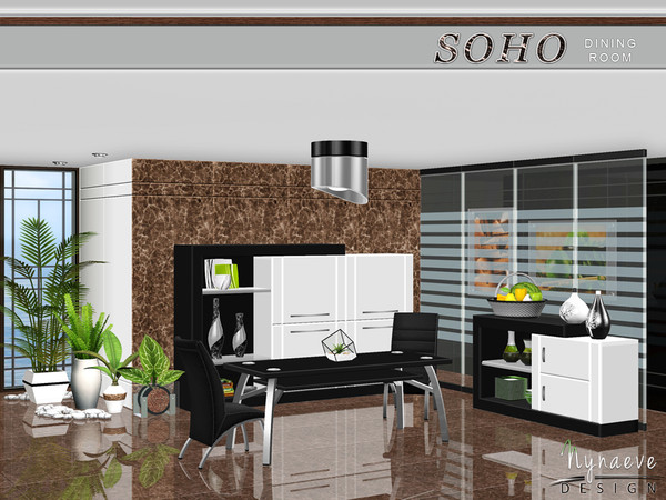 Sims 3 — Soho Dining by NynaeveDesign — Modern minimalism meets dark colors and rich textures, allowing your sims to eat