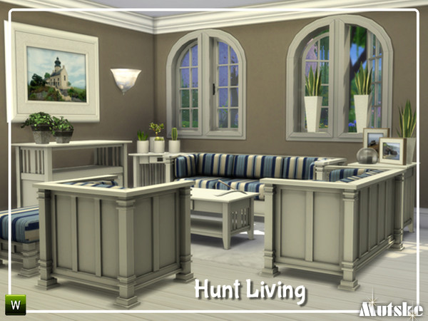 Sims 4 — Hunt Living by Mutske — A new warm livingroom for your sims. The sofa looks so comfortable that they always want
