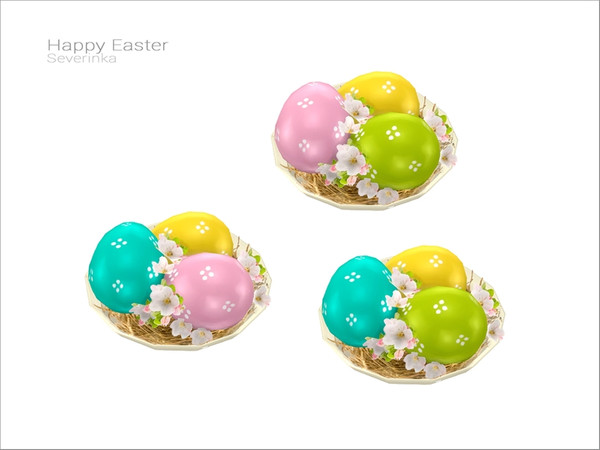 Sims 4 — [Happy Easter] - eggs in a plate by Severinka_ — Eggs in a plate decorated apple flowes From the set 'Happy