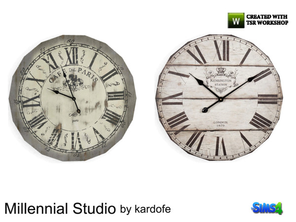 Sims 4 — kardofe_Millennial Studio_Clock by kardofe — Wall clock, wooden and large, two different models 